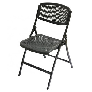 Outdoor Event Durable Black Plastic Mesh Foldable Chair For Banquet Wedding Party Garden Patio