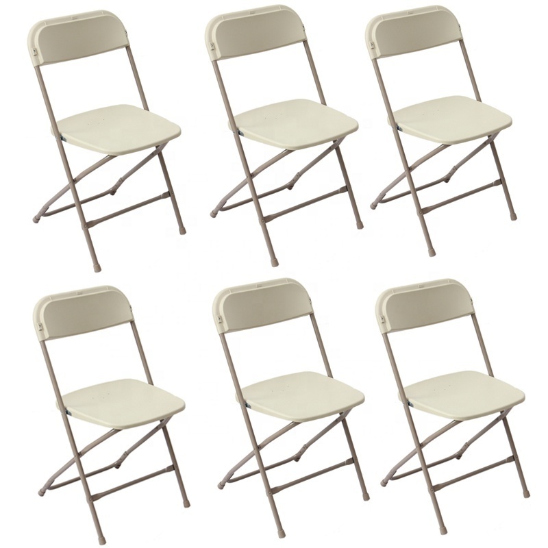 6-Pack Black Plastic Office Folding Chair Commercial Quality Stackable Outdoor Event Wedding Party Chairs