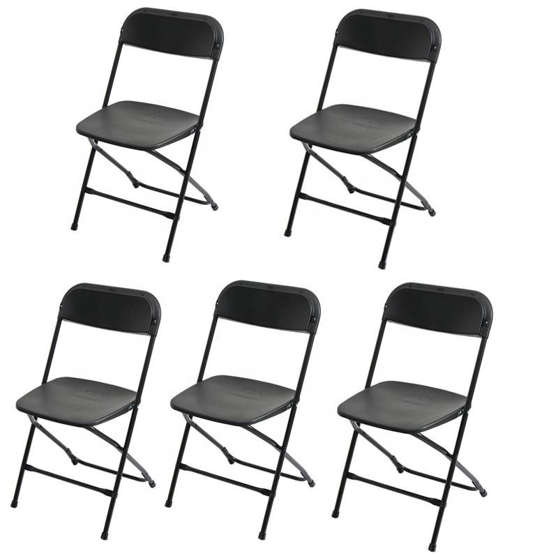 5-Pack Black Plastic Foldable Chair Perfect for Any Events Stackable Outdoor Event Wedding Party Chairs