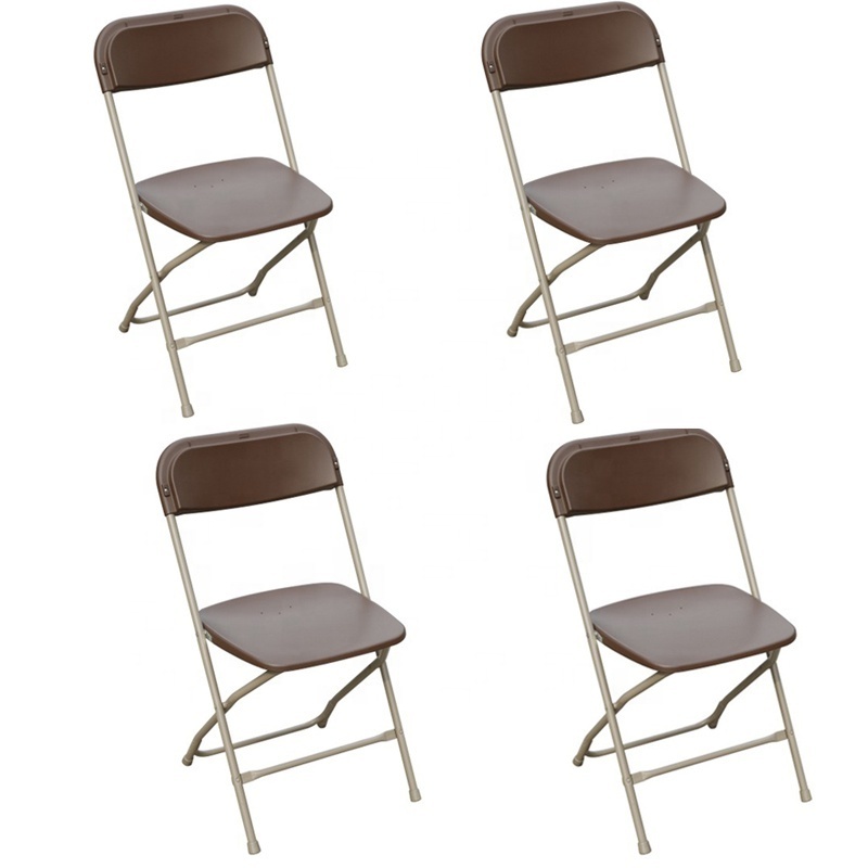 4-Pack Best Seller Brown Plastic Wedding Folding Plastic Chair For Rental For Outdoor Events like Banquet Wedding Party