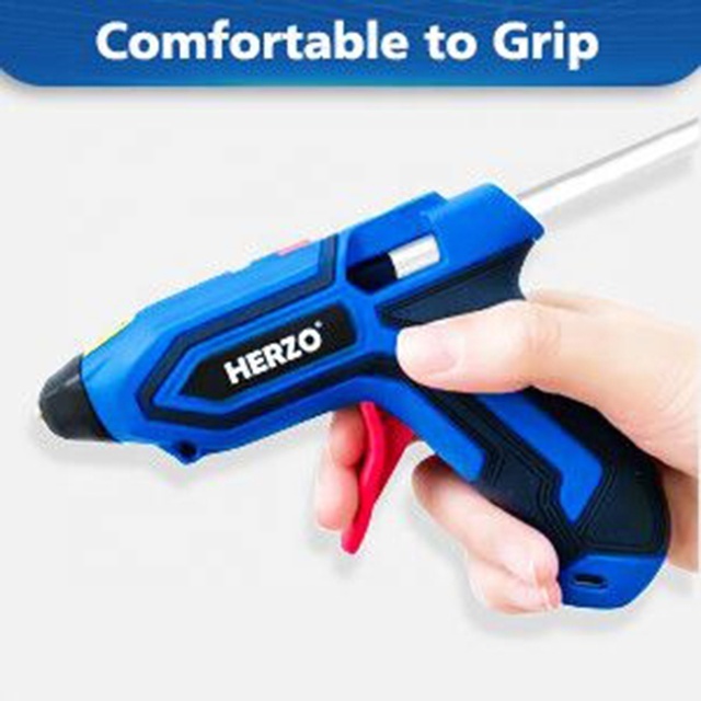 HERZO Portable 3.7V Battery Li-ion Mini Cordless Hot Melt Glue Gun With Glue Sticks