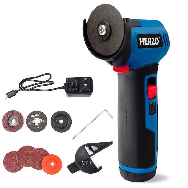 HERZO High Quality 7.2V Mini Cordless Angle Grinder for DIY Surface Conditioning with Slide Switch