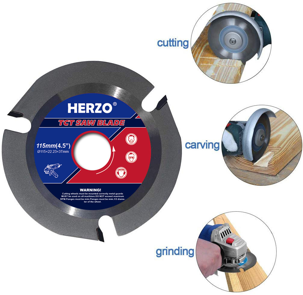 HERZO Carbide Tipped cutting saw blade 125mm 3Teeth Multitool Grinder Saw for Angle Grinder