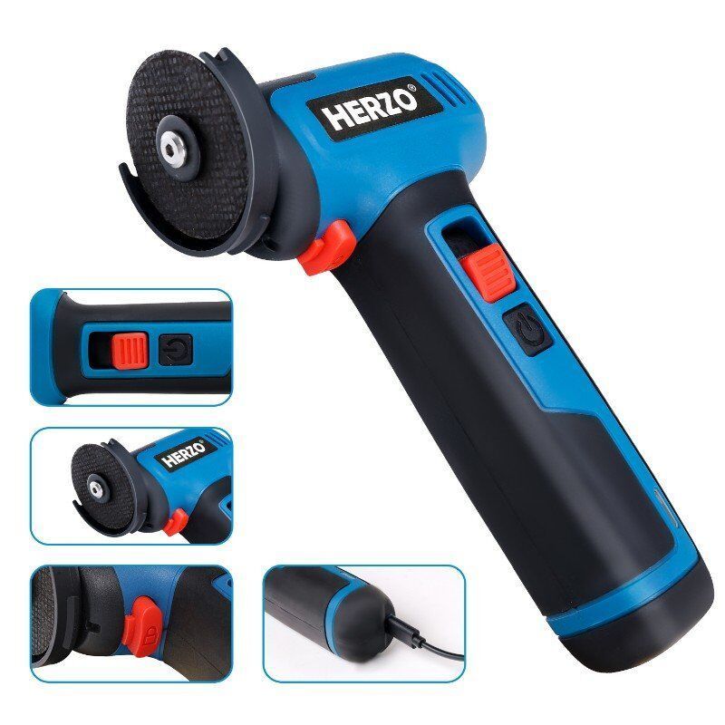 HERZO High Quality 7.2V Mini Cordless Angle Grinder for DIY Surface Conditioning with Slide Switch