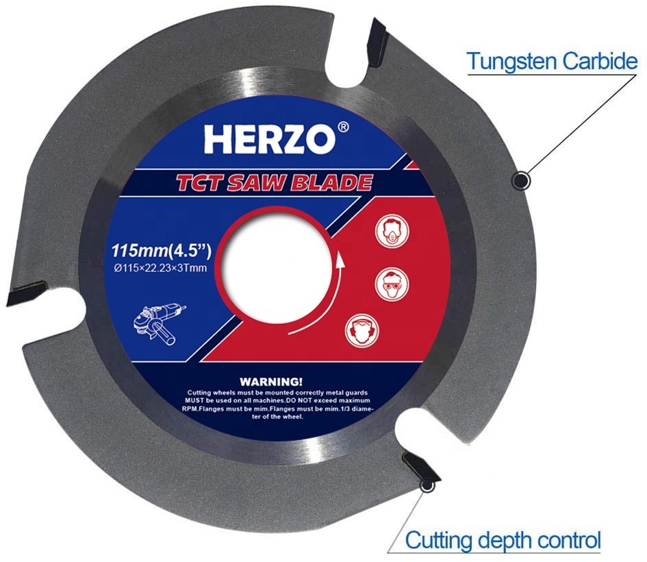 HERZO Carbide Tipped cutting saw blade 125mm 3Teeth Multitool Grinder Saw for Angle Grinder