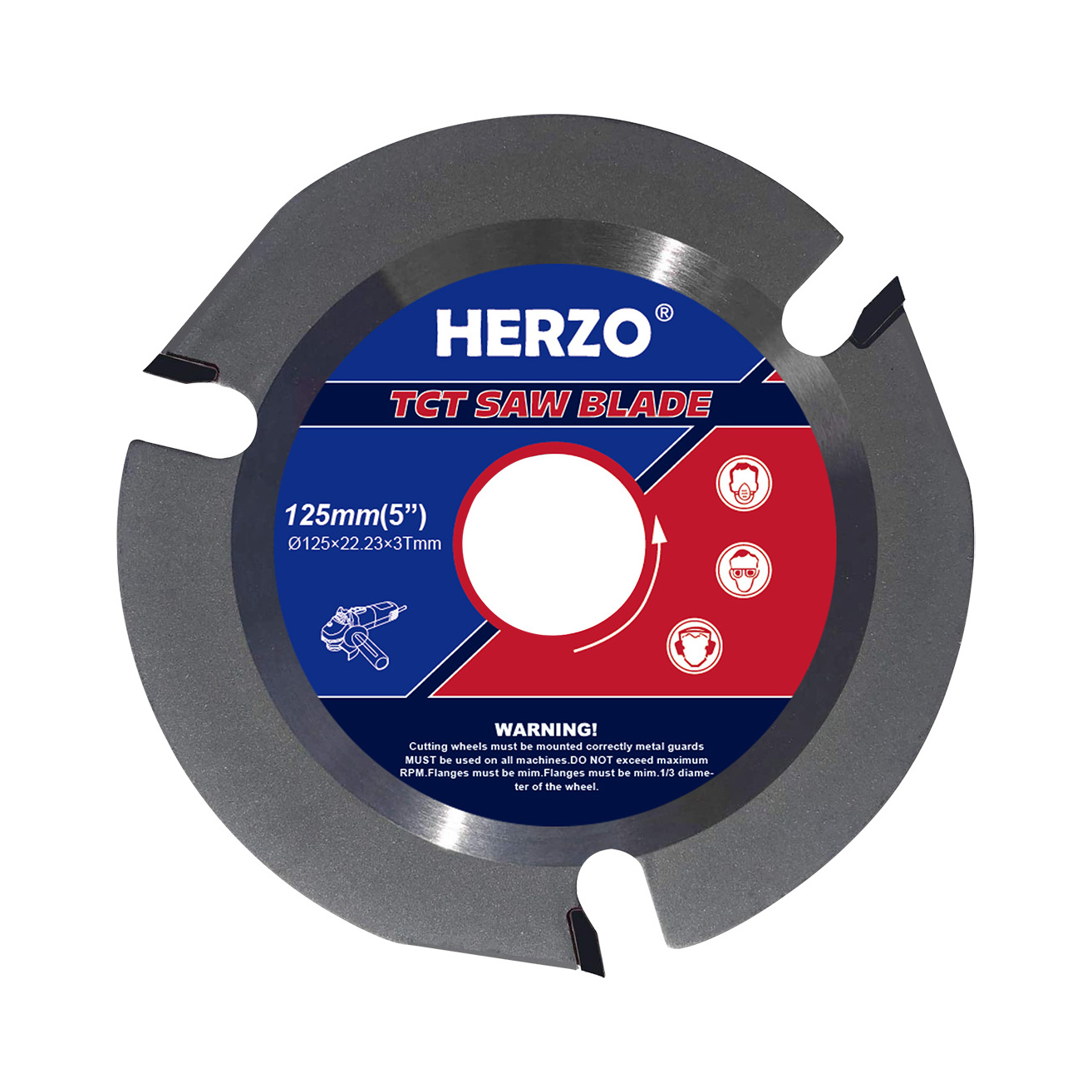 HERZO Carbide Tipped cutting saw blade 125mm 3Teeth Multitool Grinder Saw for Angle Grinder