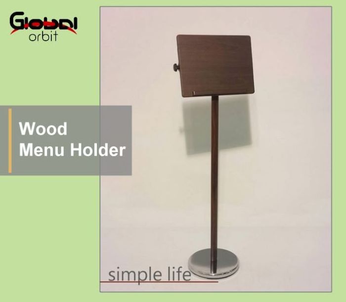 Adjustable restaurant table stand wood menu holder