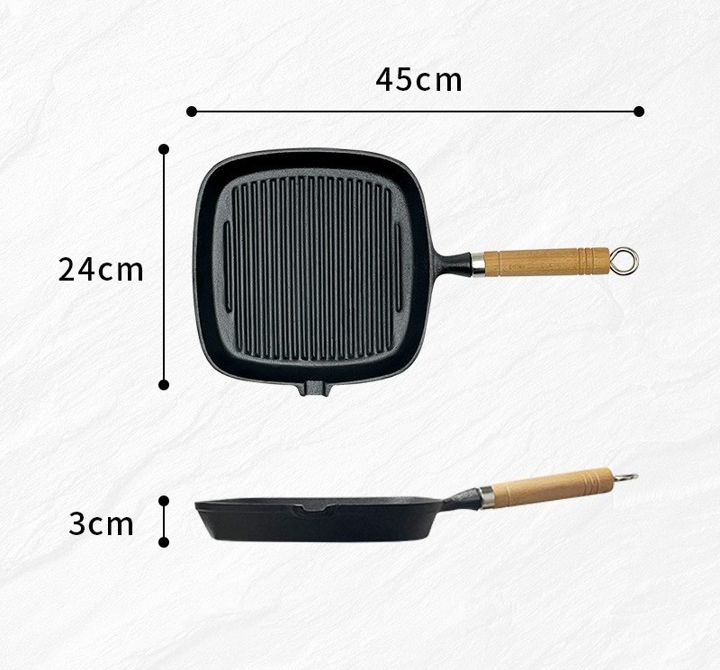 Cast iron Square Pan Non Stick Breakfast Steak Frying Pan With Handle