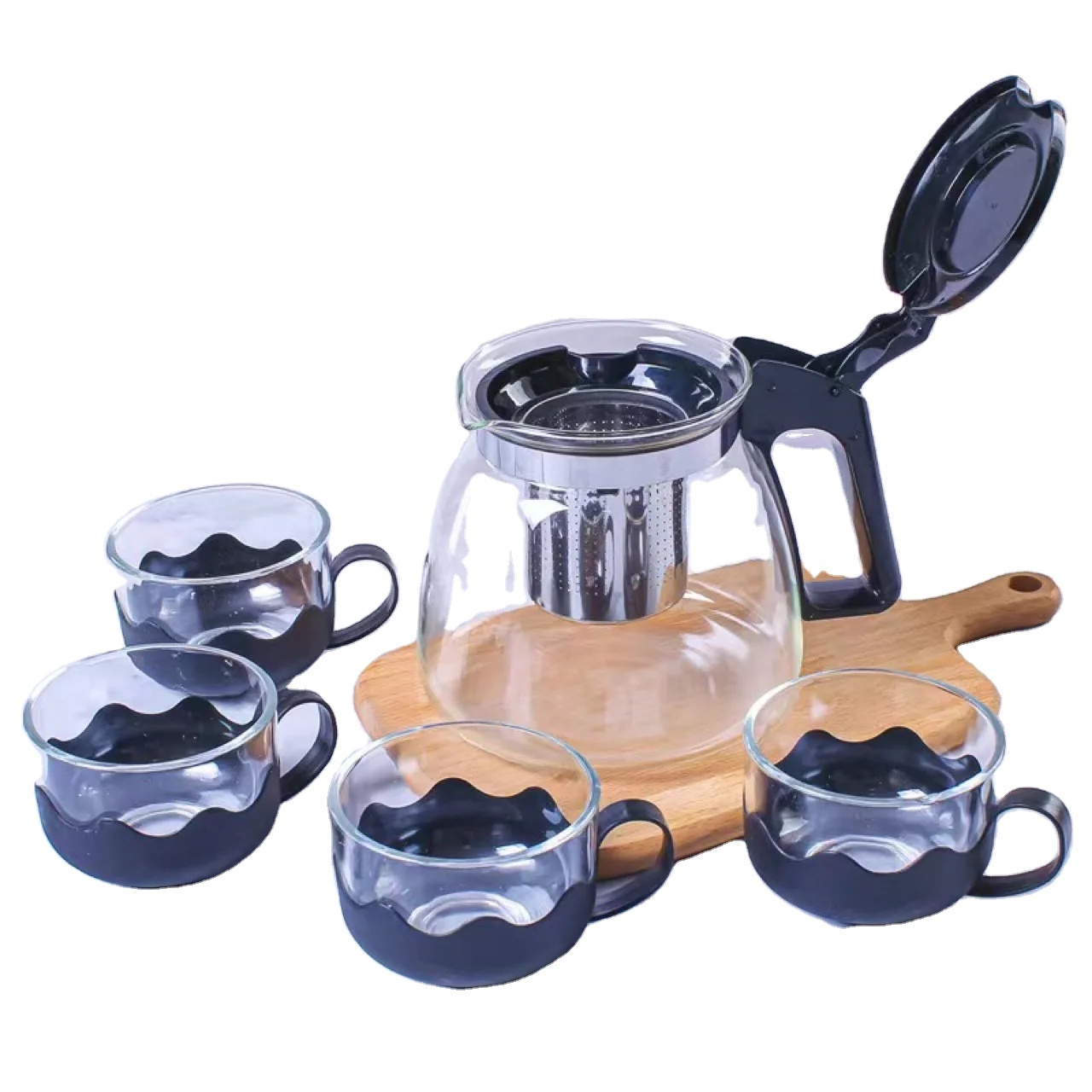 Tea 5-sets Drinking Pot Drink Ware Set CLASSIC Fashionable Coffee & Tea Sets Sublimation Glass Safe Heat Resistant Glass