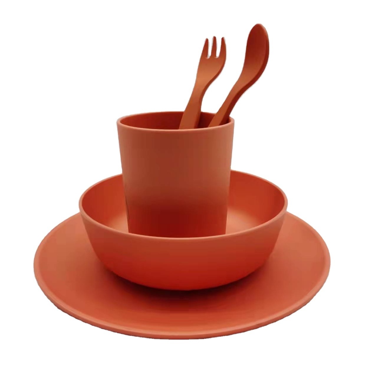 FREE SAMPLE reusable pla dinnerware set  eco friendly bamboo fiber  plastic dinner tableware set for kids