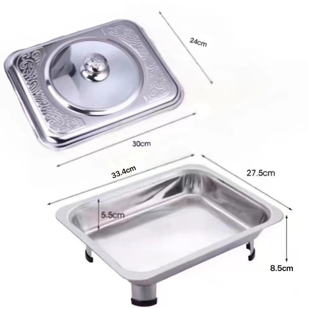 Stainless Steel Buffet Pan 4 Feed Stove Buffet Serving Chafing Dish Food Warmer Tray Chafing Dishes Hot pot