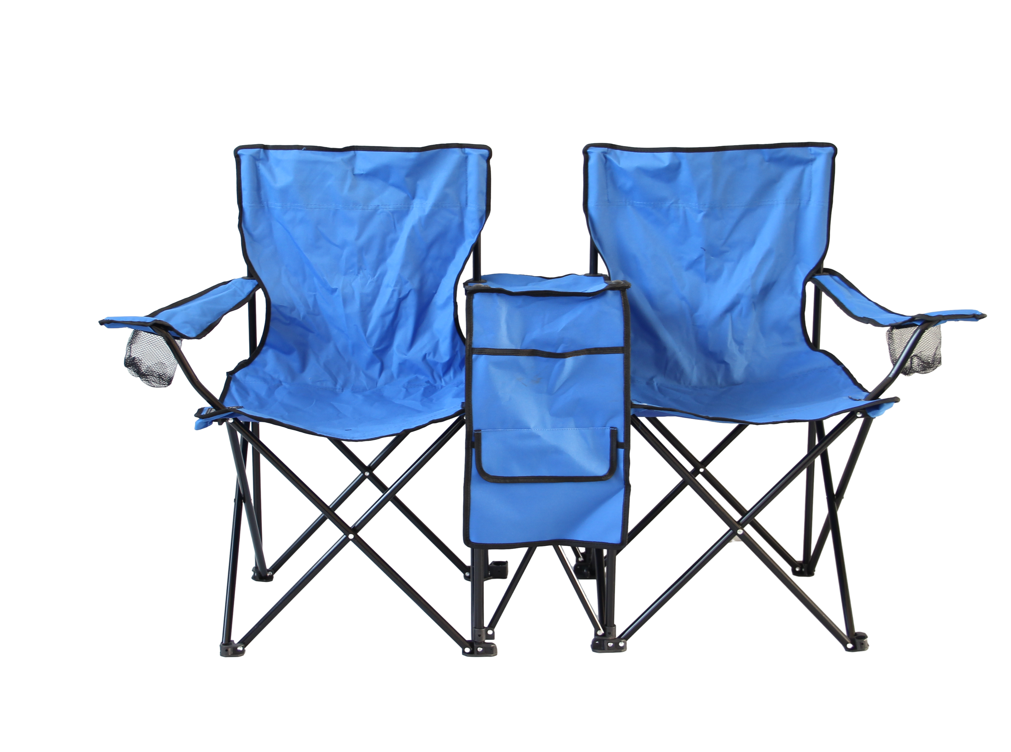 Folding Chair Outdoor Steel Tube Camping Chair With Umbrella and Cooler Bag