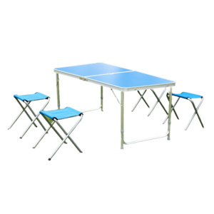 Factory Supplier Wholesale Portable Picnic Table Customized Aluminium Outdoor Folding Dining Table with Umbrella Hole