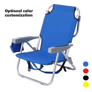 Customized Portable Beach Chair Outdoor Recliner 5 Gear Adjustable Backpack Folding Aluminum Tube Beach Chair