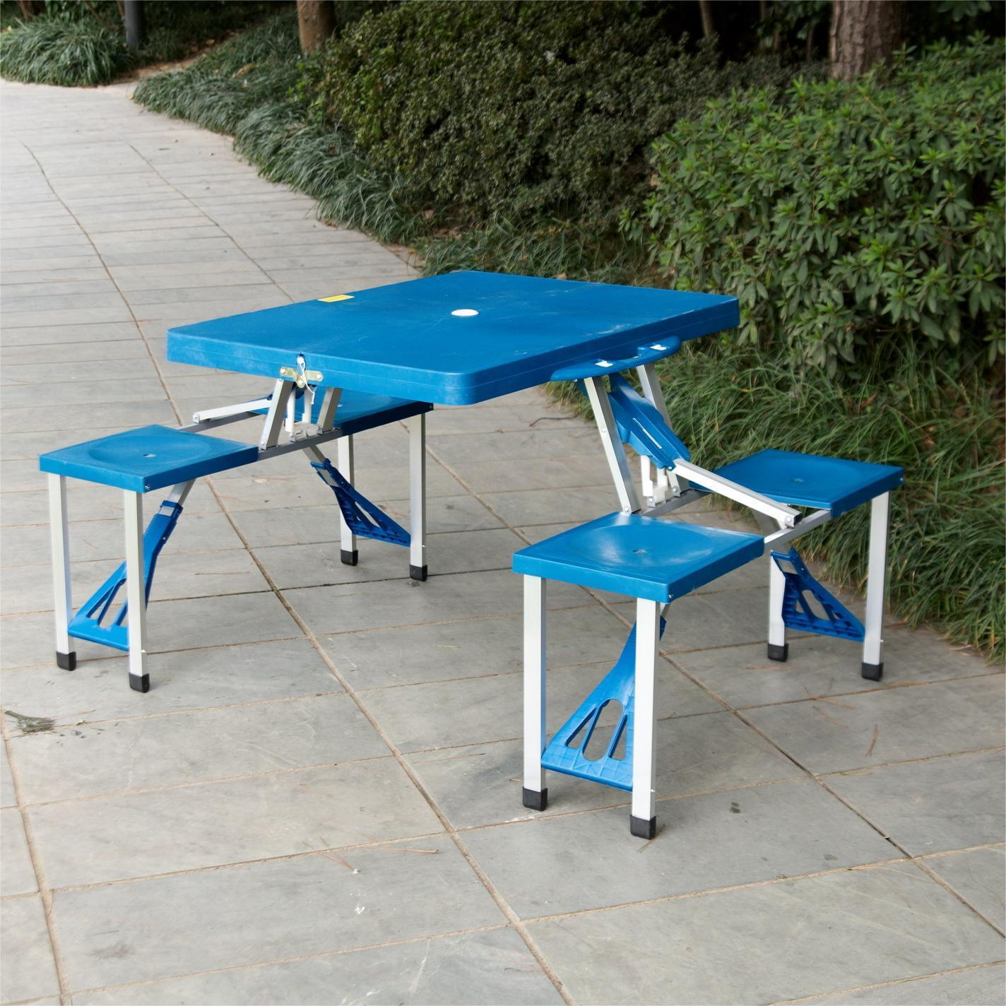 Portable Outdoor Patio Table and Chairs Set 4 Chairs Folding Camping Aluminium Table and Chairs Set