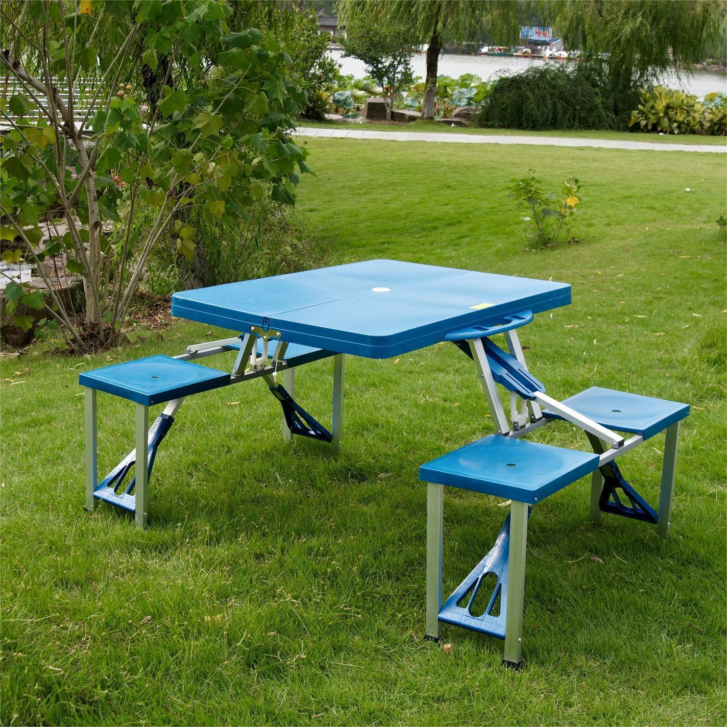 Portable Outdoor Patio Table and Chairs Set 4 Chairs Folding Camping Aluminium Table and Chairs Set