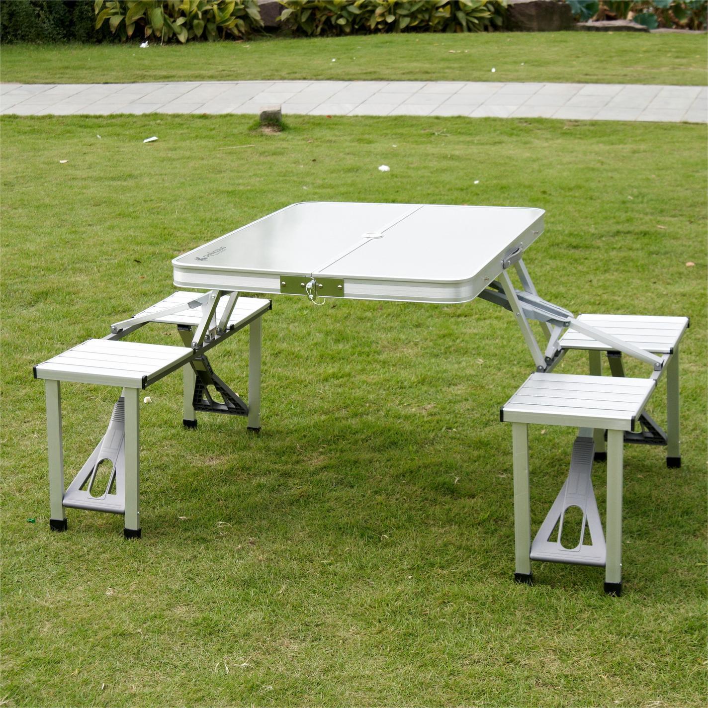 Portable Outdoor Camping Table and Chairs Set 4 Chairs Folding Camping Aluminium Table and Chairs Set