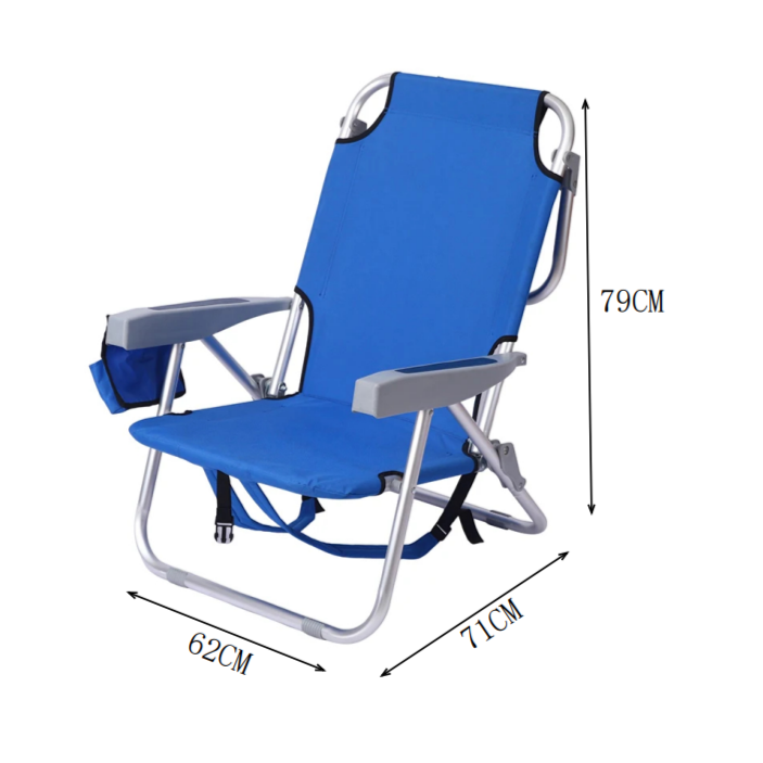 Customized Portable Beach Chair Outdoor Recliner 5 Gear Adjustable Backpack Folding Aluminum Tube Beach Chair