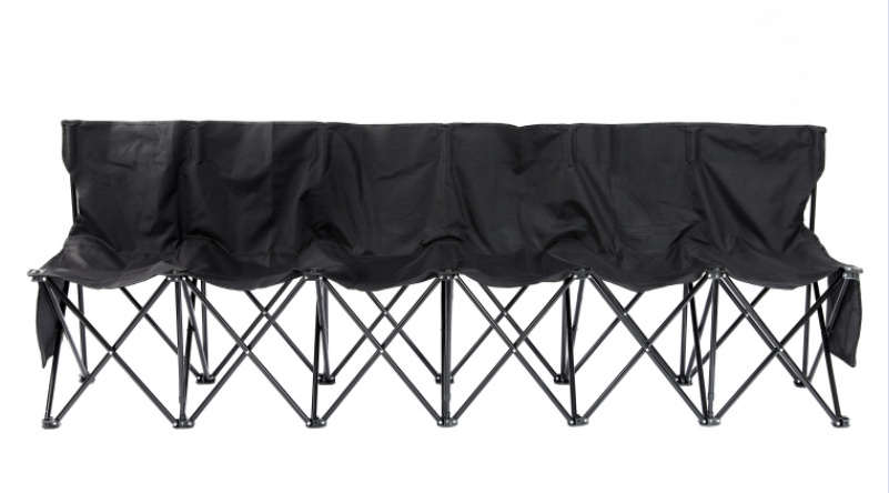 6 Seats Foldable Sideline Bench for Sports Team Portable portability Camping Folding Bench Chairs with Carry Bag, Black