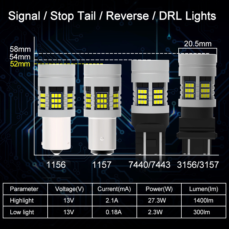 Gview Hot Sale GSC 1156 1157 27w Canbus Car LED 1600lm Error Free Auto Led Light Bulbs No Hyper Flash Signal Brake Tail LED Bulb