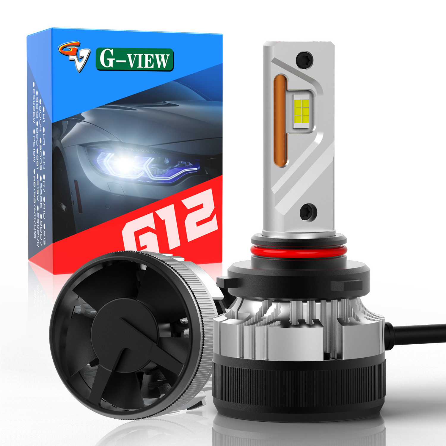 Gview 2021 all-in-one 9005 H4 H7 H11 9006 Headlight Bulb 12000lm 6000k 55W 9005 HB3 led headlight bulb