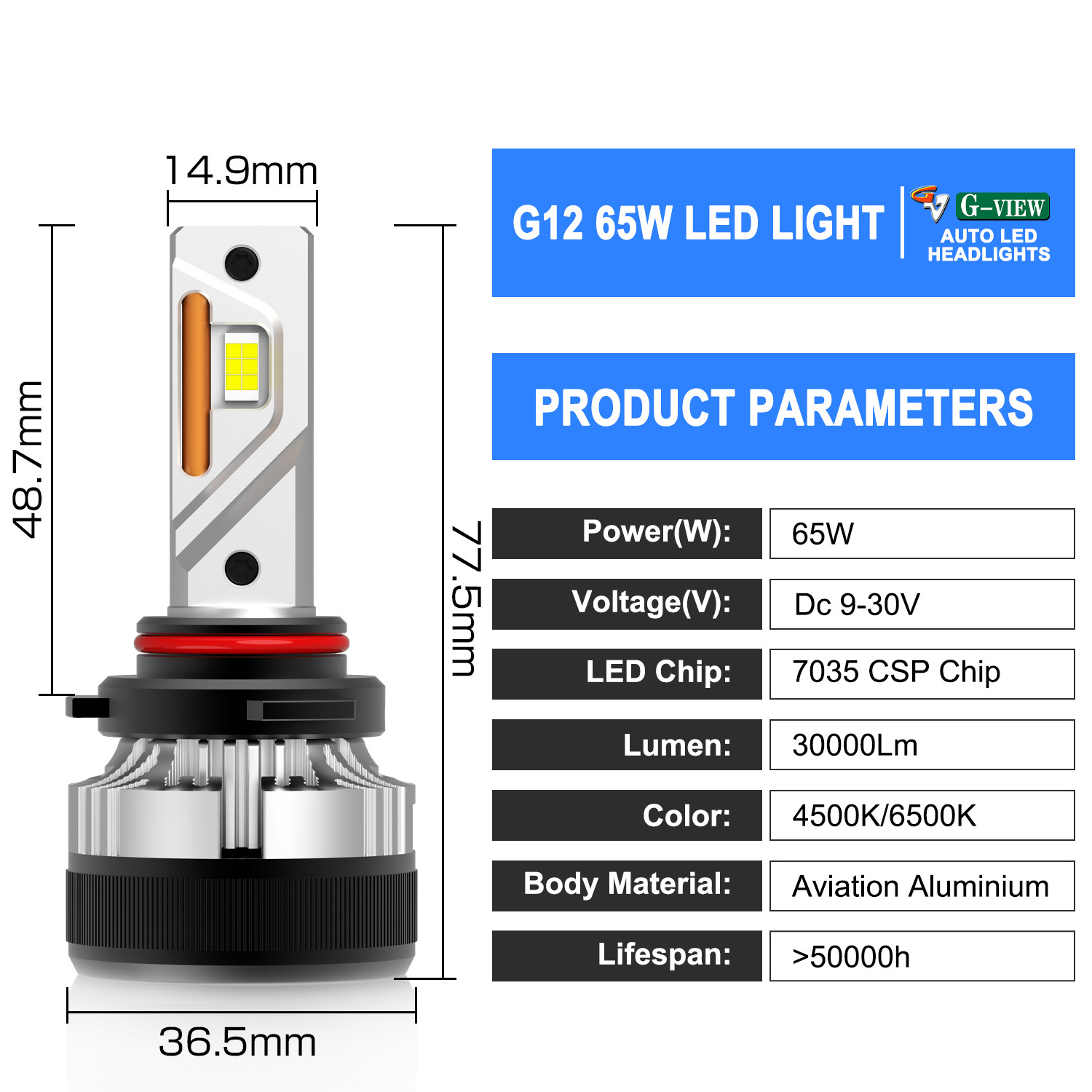 Gview 3570 CSP LED Chip H1 H3 H7 H4 PXS24W 880 881 LED Car Light 130W 12V Auto Headlight 9005 9006 LED Headlight Bulb for Car