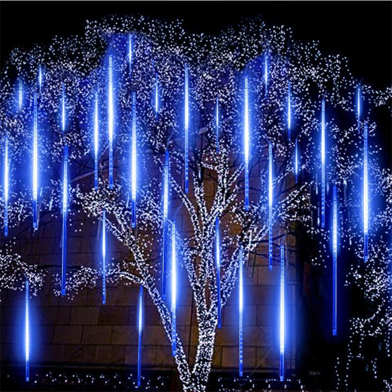 Security LED Meteor Shower Rain Lights 30CM 50CM 80CM 100CM 8 Tube Drop Icicle Snow Falling Rain Light for Wedding Xmas Decor