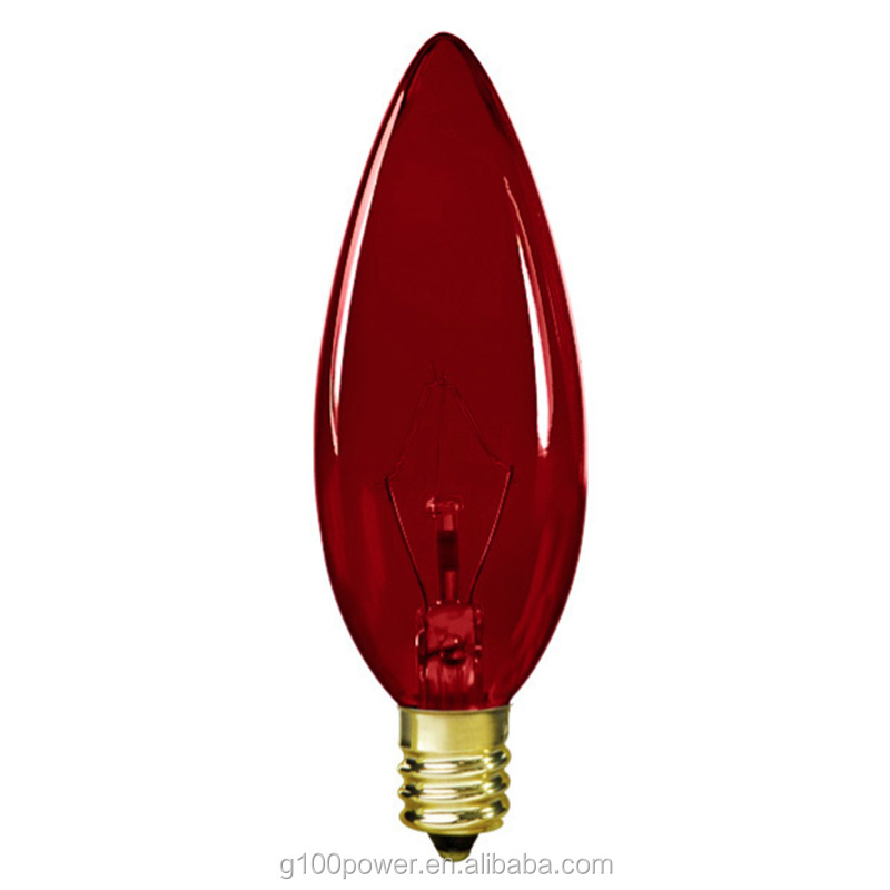 25 Watt B9.5 C32 Chandelier Incandescent Bulb E12 Red