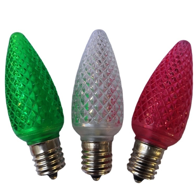 Outdoor Christmas Light LED C9 Faceted Bulb Commercial C-9 Large Strawberry Christmas Light Bulbs