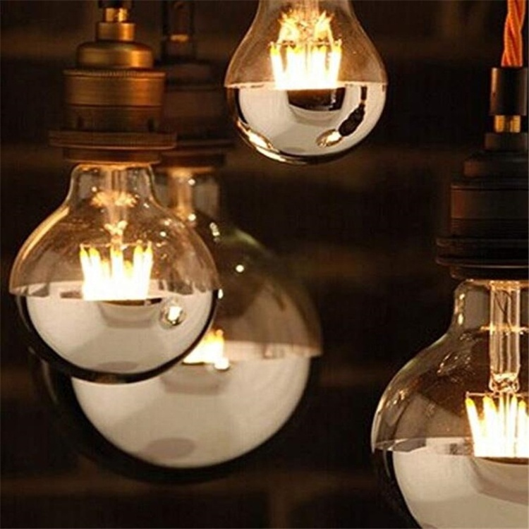 G100POWER High Quality Half Chrome LED Filament Light Bulb 4W Silver Bowl Tipped Soft Warm White For Decoration Lighting