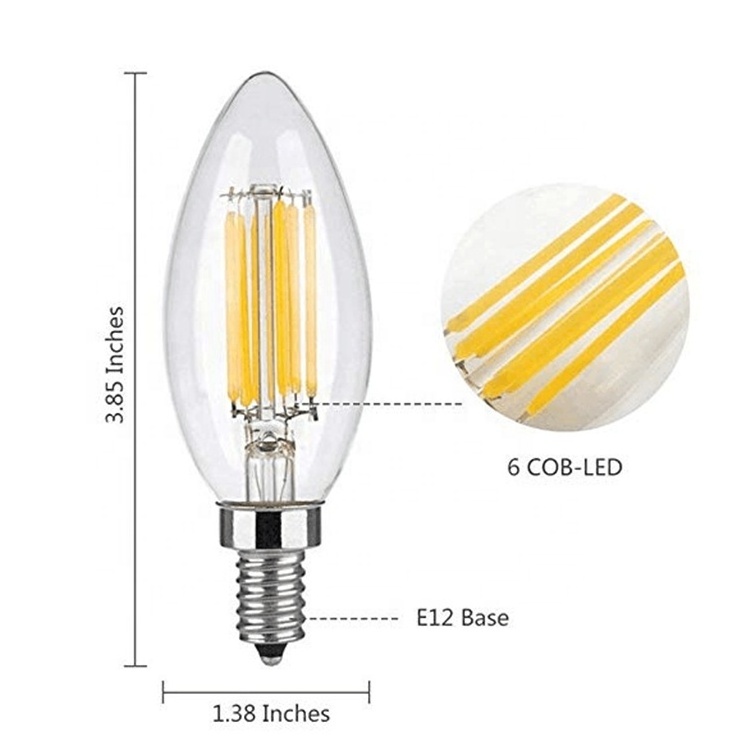 Hot Selling Dimmable LED Candelabra Chandelier Light Bulb B11 Straight Tip Small Base E12 110V-130V