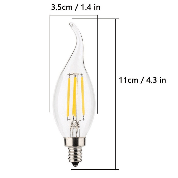 High Quality LED Candelabra Light Bulb CA11/C35 LED Filament Vintage Candle Lamp E12 Base Flame Tip