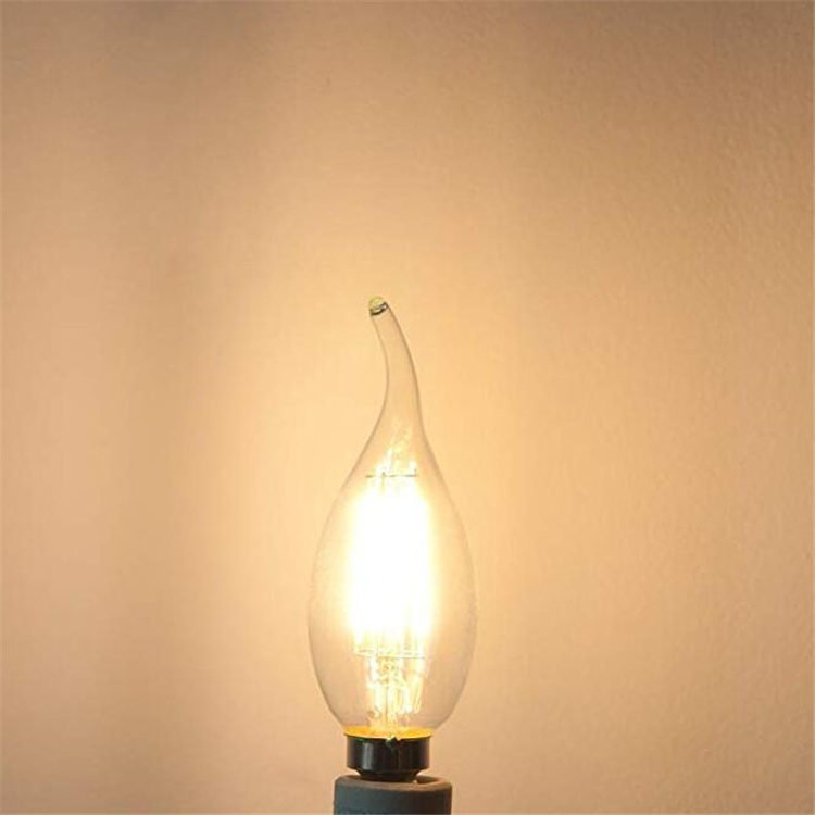 High Quality LED Candelabra Light Bulb CA11/C35 LED Filament Vintage Candle Lamp E12 Base Flame Tip