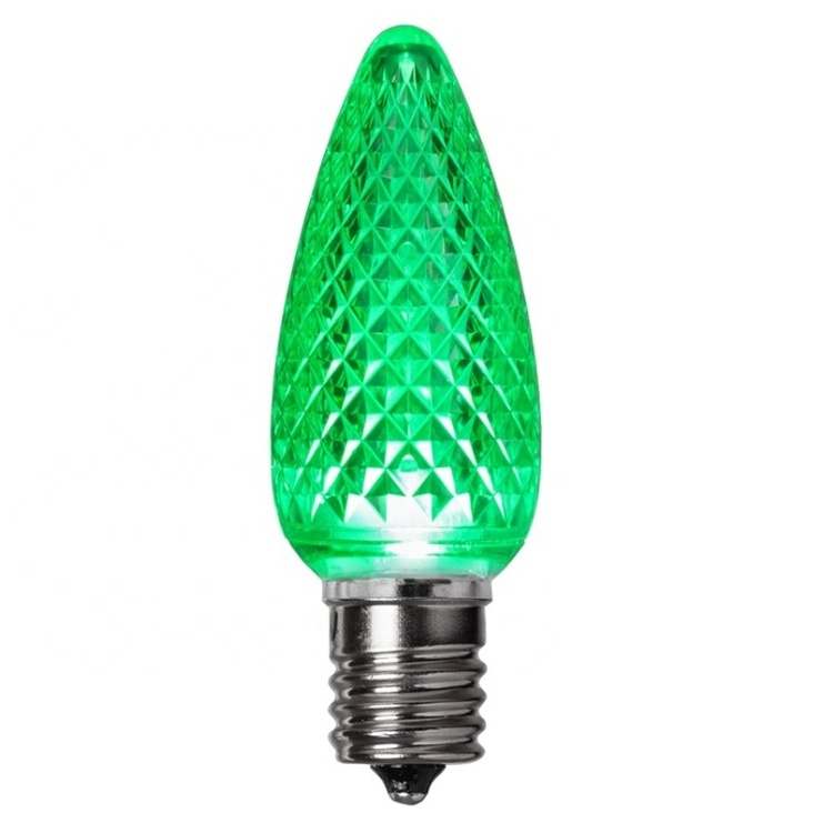 Commercial Grade Green Christmas Light LED C9 Bulbs E17 Base 120V 0.8W Dimmable