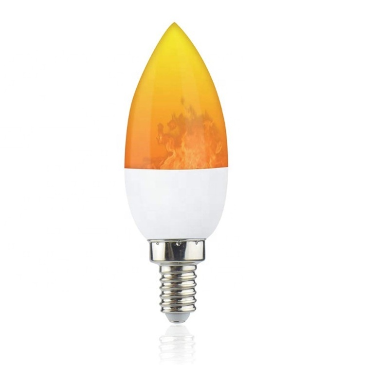 G100POWER 2 Watts LED Candelabra Bulb E12 E14 Base with Animated Flicker Flame Technology Orange Warm White