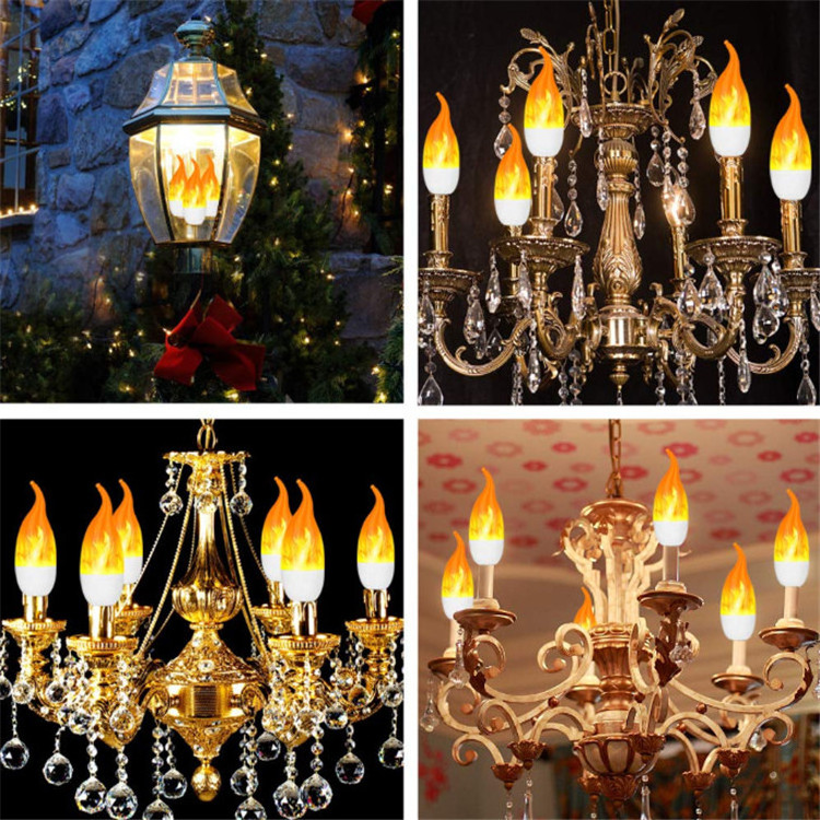 Upgraded 4 Modes Flickering Candle Fire Lamp E12 LED Flame Effect Candelabra Light Bulb