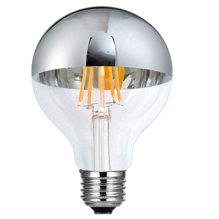 G100power Half Chrome Silver Shape Bulb E26 Medium Base Lamp G95 Globe Shape 360 Degree Beam angle