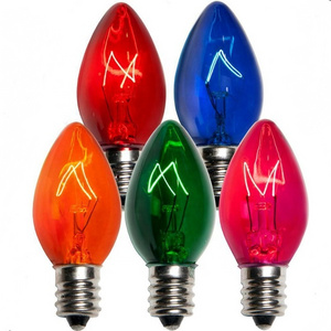 Best C7 Decorative Multicolor Transparent Incandescent Christmas Light Bulb 130 Volt 60HZ