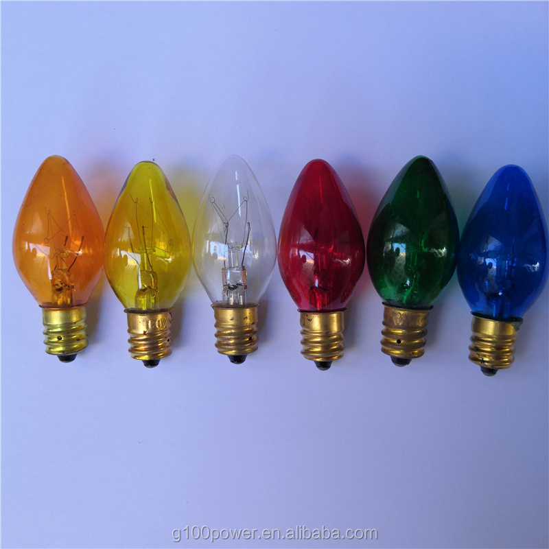 Manufacture Incandescent C7 Smooth Transparent Red Steady Night Light Replacement Bulbs 5 Watts E12