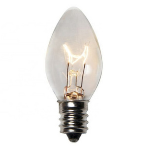 Warm White Transparent C7 Incandescent Christmas Replacement Light Bulb 5 Watt 130 Volt Rated