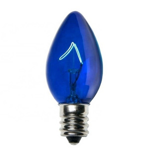 Vintage Transparent Blue C7 Incandescent Christmas Light Bulb 5 Watts 130V 60HZ