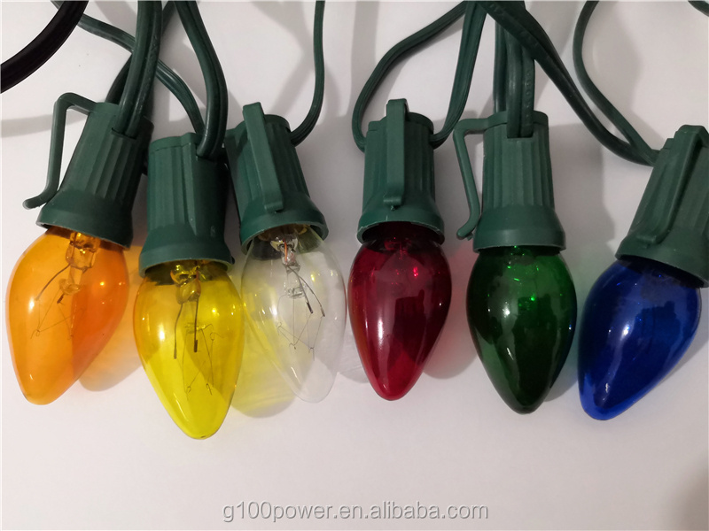 Transparent Yellow C7 Incandescent Christmas Replacement Light Bulb 5 Watt 130 Volt Rated