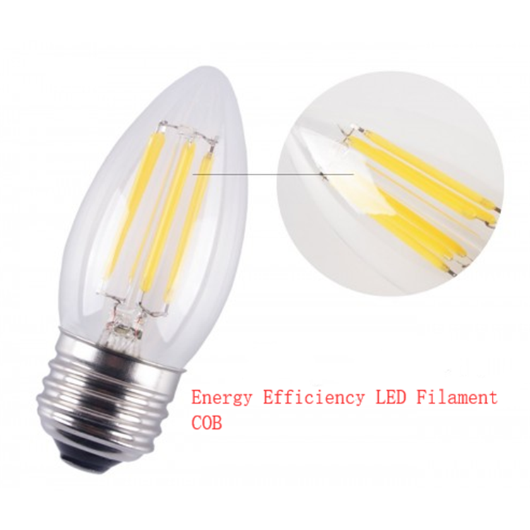 High Quality 0.5W 1W 2W 3W E26 LED Candle Filament Bulb C35 120V 230V