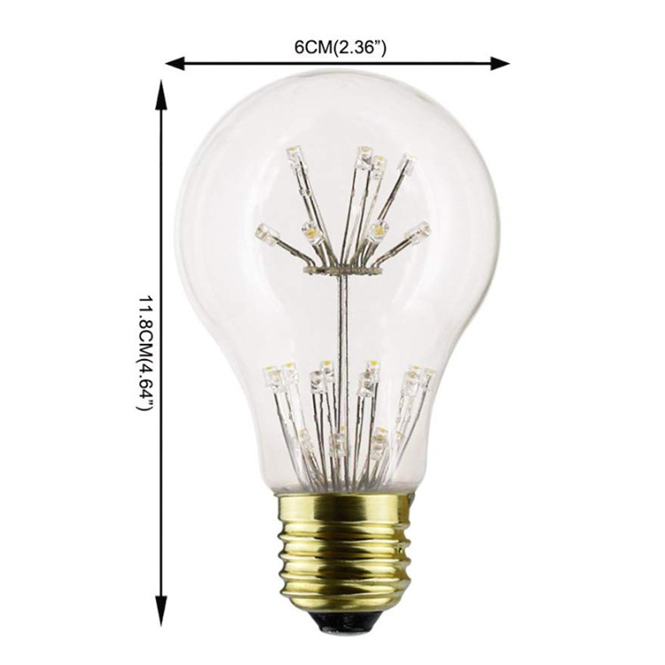 Best 3 Watts LED Fireworks Starry Light Bulbs Vintage Filament A60 A19 Edison Lamp Ultra Warm White