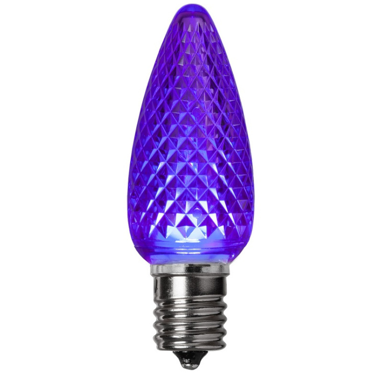 Latest Generation Replacement C9 Christmas Light Bulbs Faceted Blue Color