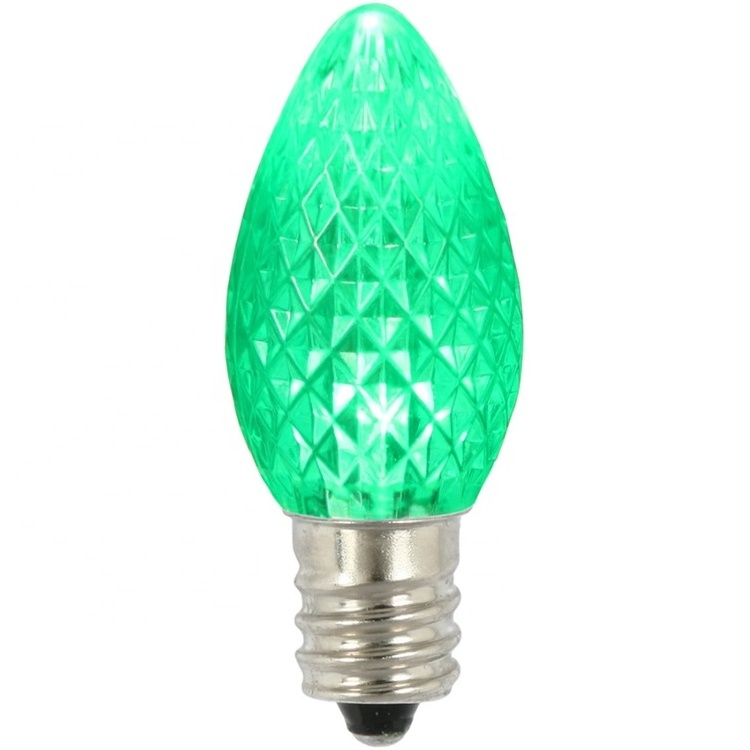 Top Quality C7 LED Replacement Bulbs Faceted Green LED Christmas Light Bulb Commercial