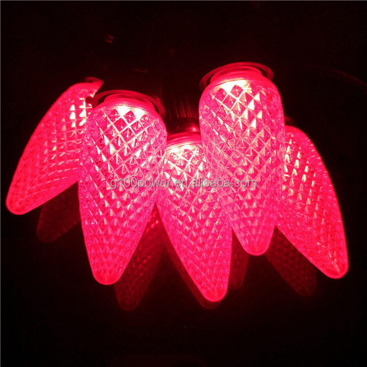 Best Quality Commercial C9 LED Red Faceted Christmas Light bulbs Outdoor For USA