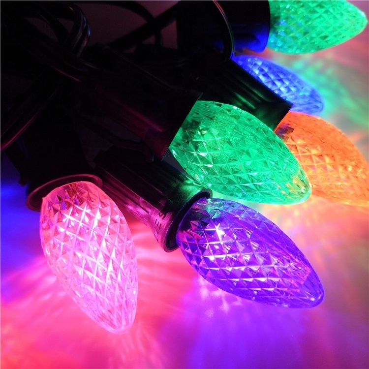 Wholesale Christmas Light Distributor C7 LED Faceted Bulbs Commercial Outdoor Decorations