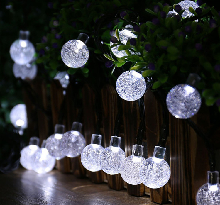 Solar Powered LED Globe Crystal Ball Chain Lights Fariy Lighting for Outdoor Garden Trees