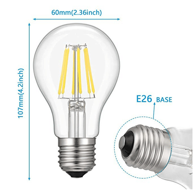 A60 A19 Edison Lamp LED Filament Light Bulb DC12V 24Volt 120Volt 220Volt